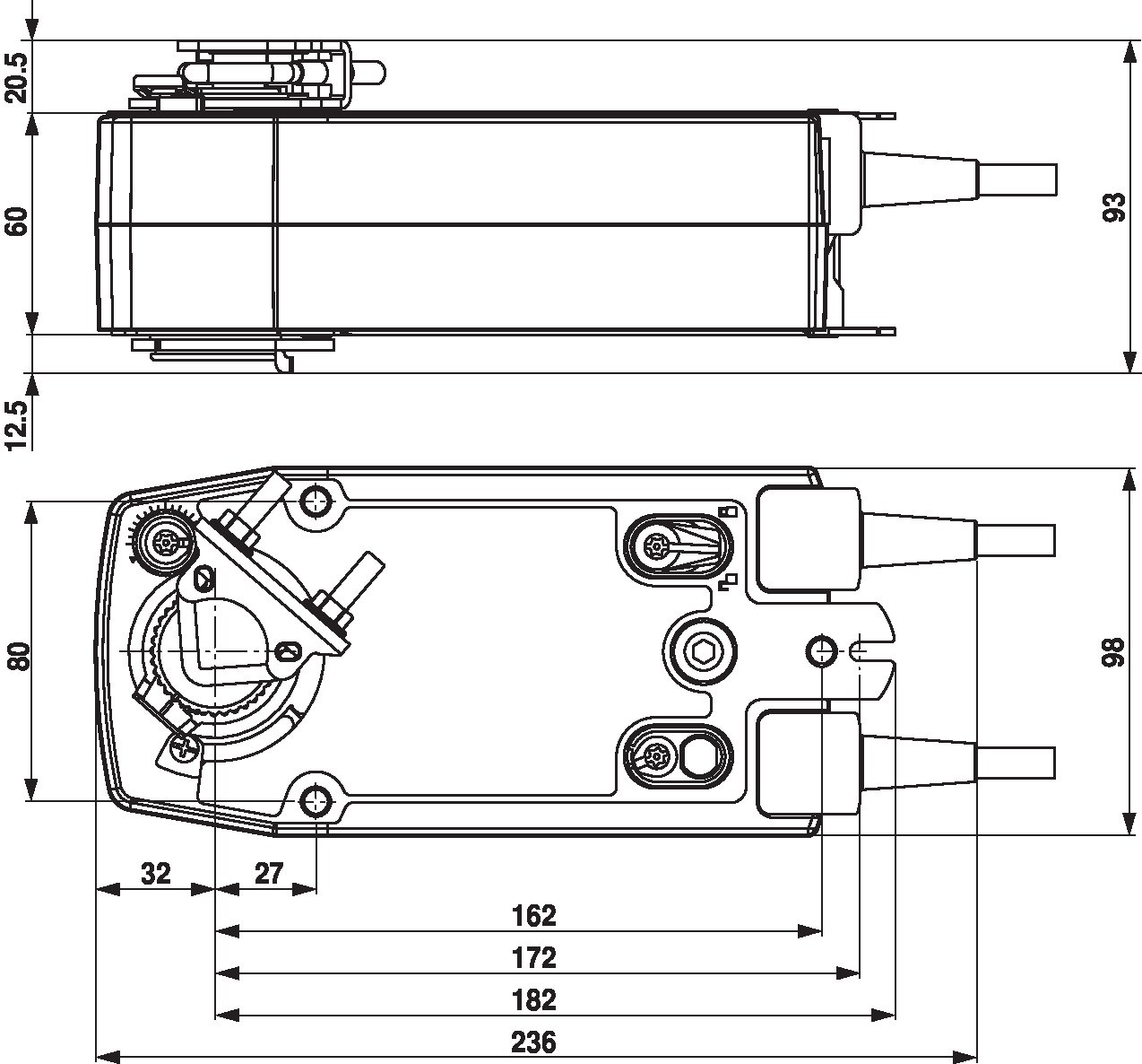 Габаритный чертёж Belimo SF24A-SR-S2