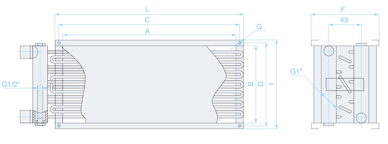 Габаритные размеры и схема — Воздухонагреватель водяной SPH-W